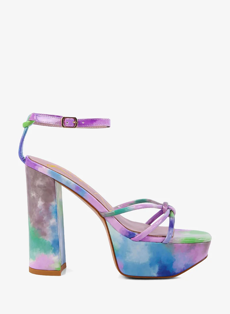 Purple Tie-Dye High Platform Heeled Sandals