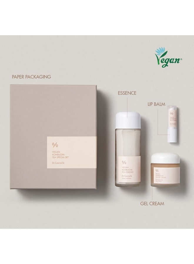 leegeehaam Dr.Ceuracle Vegan Kombucha Tea Special Setㅣ3Piece Skincare Gift With Essence Gel Cream Lip Balmㅣhydrating Detoxifying Nourishingㅣmade In Korea Cruelty Free - Image 2