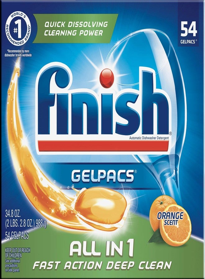 Finish All In 1 Gelpacs, Orange 54 Tabs, Dishwasher Detergent Tablets (Pack of 4) - Image 1