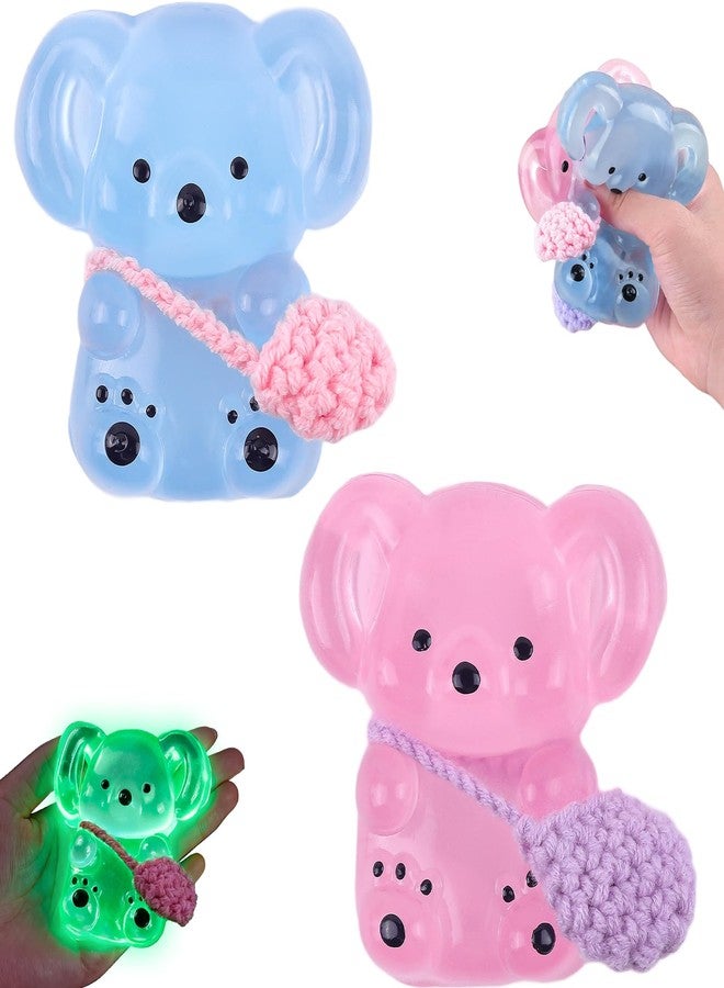 Anboor 2 Pcs Koala Squishies Toys, Soft Crystal Koala Glow in the Dark Squeeze Stress Relief Toy, Cute Animal Squishies Sensory Fidget Toy for Kids and Adults (3.4Inch) - Image 1