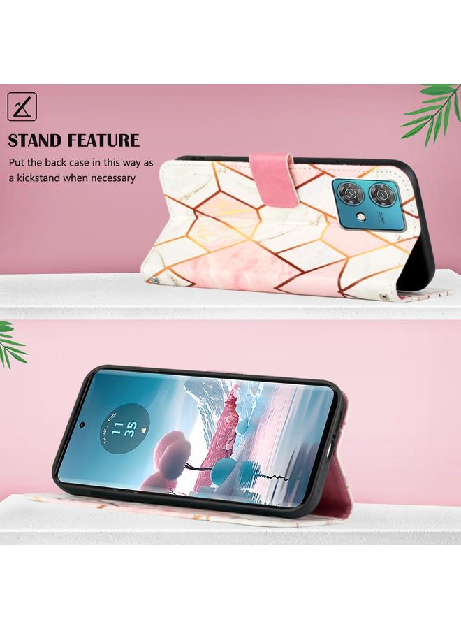 اس-توب جراب لهاتف موتورولا إيدج 40 نيو PT003، جراب جلدي قابل للطي بنمط رخامي - Image 4