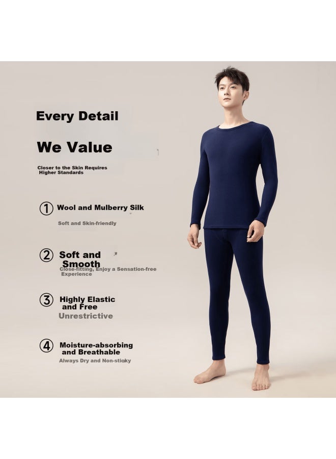 Fentengcare Wool And Silk Thermal Underwear Set For Men, Fleece-lined Thickened Winter Warm Clothing, Autumn Long Johns Set Yr - Image 5