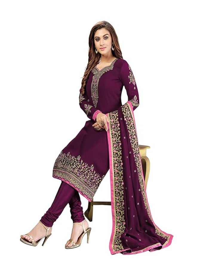 TRENDMALLS طقم بدلة نسائية من قماش جورجيت مطرز من تريندمالز، يتكون من قميص وبنطال وشال.5XL - Image 4