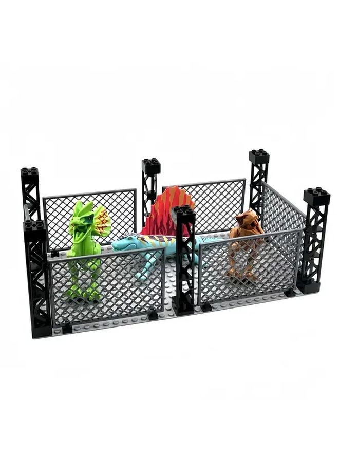 48Pcs Dark Gray Military Base Building Blocks MOC Accessories With Wire Mesh Fence - Image 5