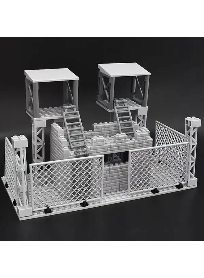48Pcs Dark Gray Military Base Building Blocks MOC Accessories With Wire Mesh Fence - Image 4