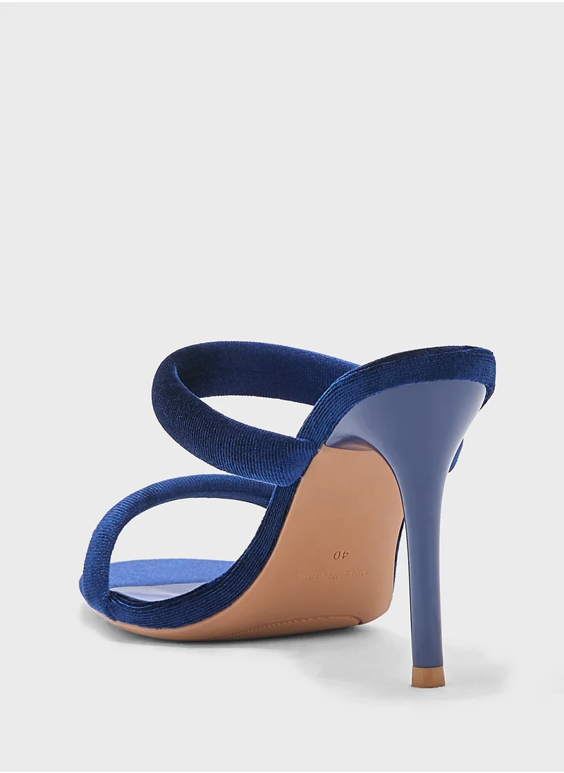 ELLA Double Strap Velvet Round Toe Heel   Sandal