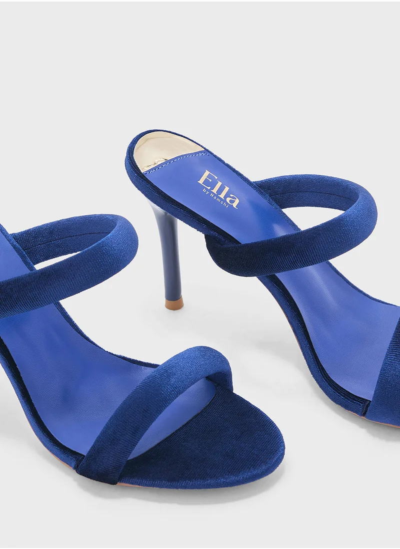 ELLA Double Strap Velvet Round Toe Heel   Sandal