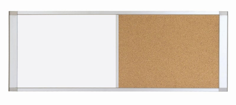 MasterVision Combo Board Magnetic Dry Erase Whiteboard/Cork Bulletin Board, 48" x 18", Aluminum Frame - Image 2