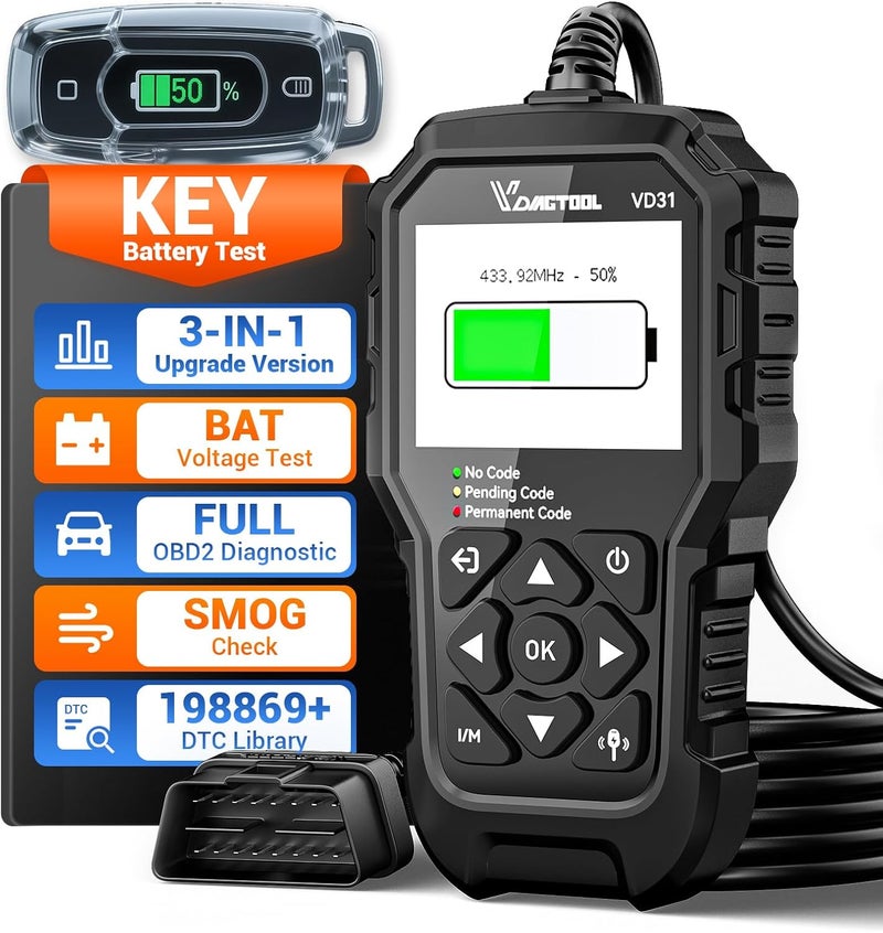 VDIAGTOOL VD30 ماسح OBD2 المحسن - قارئ رموز السيارة مع اختبار البطارية والبيانات الحية - Image 1