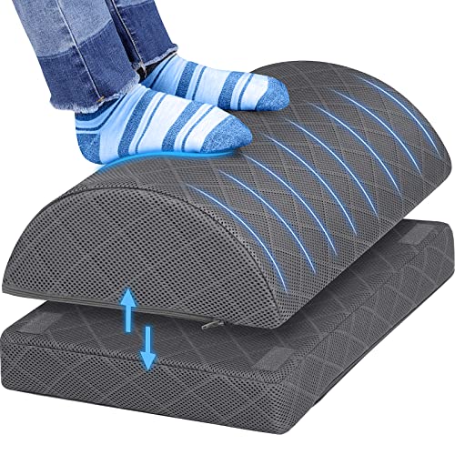 CushZone Foot Rest,Desk & Gaming Accessories,Foot Rest for Under Desk at Work,Comfortable Footrest with 2 Adjustable Heights & Removable Cover, Office Desk Accessories（Gray） - Image 1