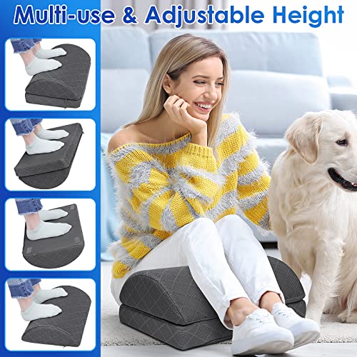 CushZone Foot Rest,Desk & Gaming Accessories,Foot Rest for Under Desk at Work,Comfortable Footrest with 2 Adjustable Heights & Removable Cover, Office Desk Accessories（Gray） - Image 5