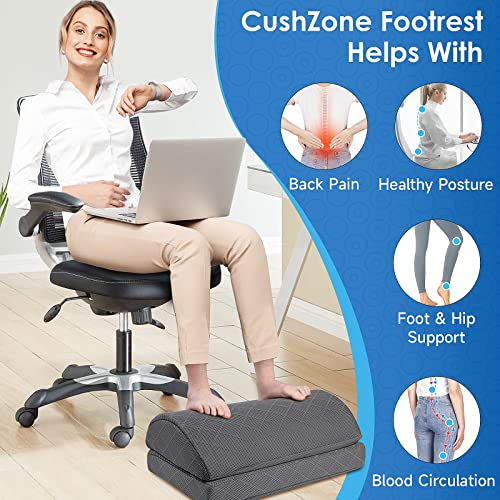 CushZone Foot Rest,Desk & Gaming Accessories,Foot Rest for Under Desk at Work,Comfortable Footrest with 2 Adjustable Heights & Removable Cover, Office Desk Accessories（Gray） - Image 4