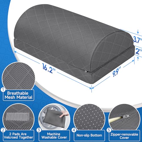 CushZone Foot Rest,Desk & Gaming Accessories,Foot Rest for Under Desk at Work,Comfortable Footrest with 2 Adjustable Heights & Removable Cover, Office Desk Accessories（Gray） - Image 2