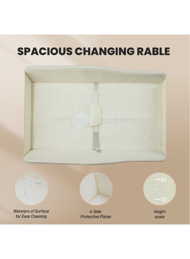 WALALLA Portable Baby Changing Table with Wheels Modern Dresser Changing Tables with Hanging Toys, Laundry Bag, Changing Table Organizer Boxes  Folding Waterproof Baby Diaper Changing Station for Nursery - Image 5