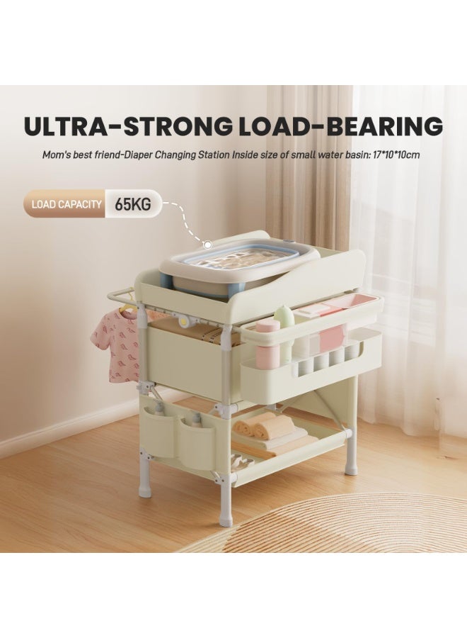 WALALLA Portable Baby Changing Table with Wheels Modern Dresser Changing Tables with Hanging Toys, Laundry Bag, Changing Table Organizer Boxes  Folding Waterproof Baby Diaper Changing Station for Nursery - Image 3