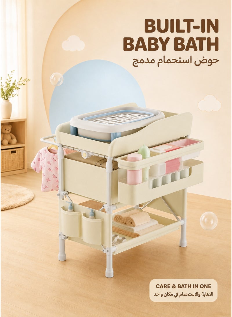 WALALLA Portable Baby Changing Table with Wheels Modern Dresser Changing Tables with Hanging Toys, Laundry Bag, Changing Table Organizer Boxes  Folding Waterproof Baby Diaper Changing Station for Nursery - Image 3