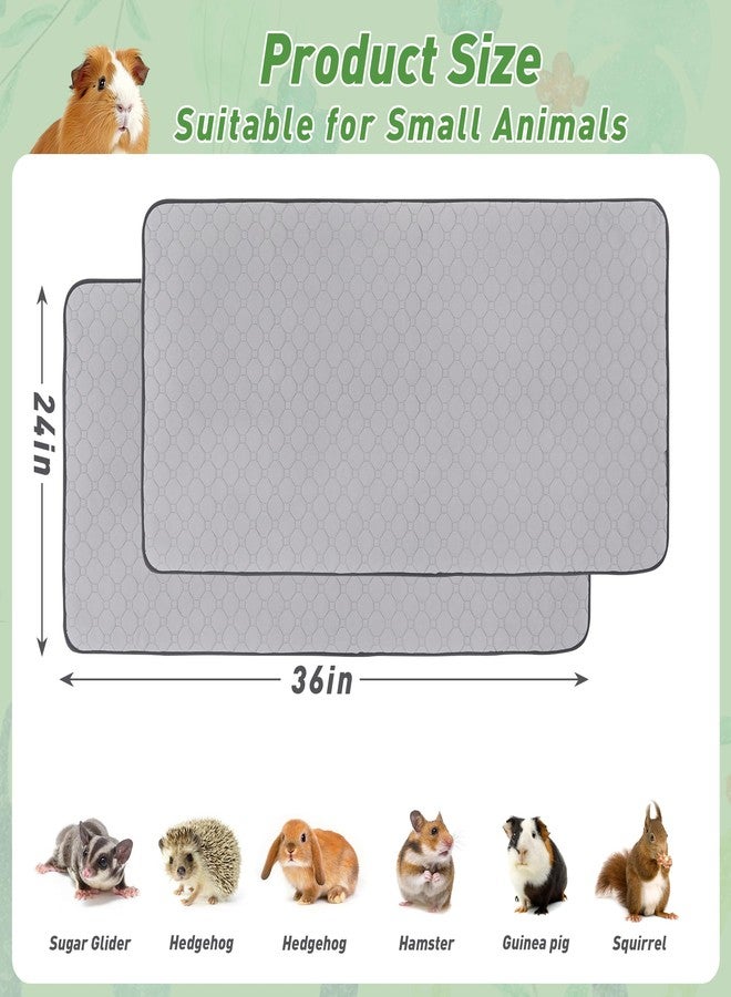 LWYMX 2Pack Guinea Pig Cage Liners, LWYMX 24''X36'' Washable Guinea Pig Pee Pads, Non Slip Reusable Super Absorbent Guinea Pig Training Mat Bedding Fleece for Small Animals Hamster Rabbit Chinchilla Rat - Image 2