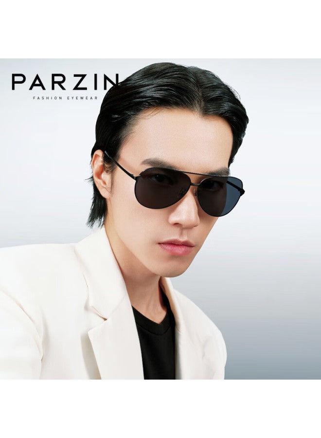 Parzin Polarized Sungl For Men, Classic Frog-eye Style, Safe Driving Sungl, 8131a Black Frame With Gray Lenses - Image 3