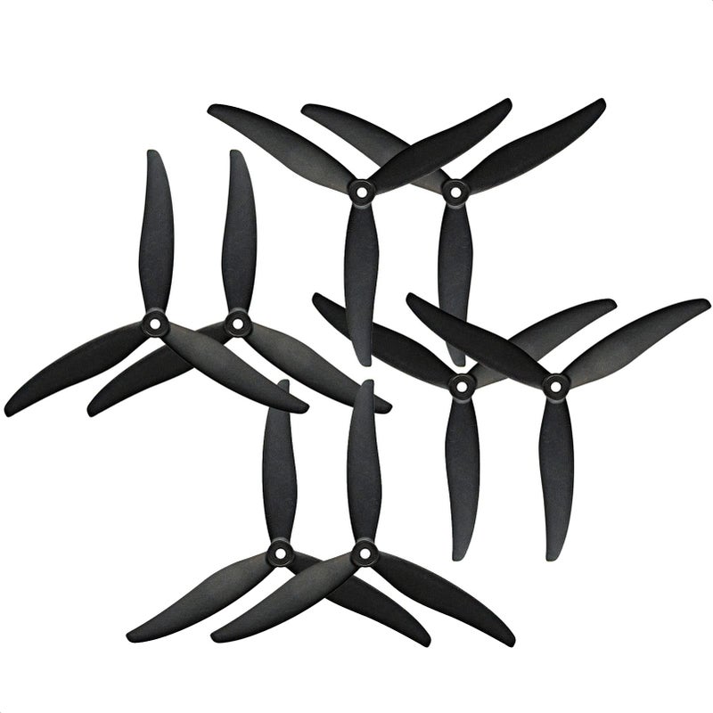 Generic AFOIS Gemfan 7535 Reinforced Glass Fiber Nylon Propellers 7.5 Inch 3 Blades Props for Cinelifter FPV or Macroquad Drones (Black, 8 pcs - 4 CW, 4 CCW)  - Image 1