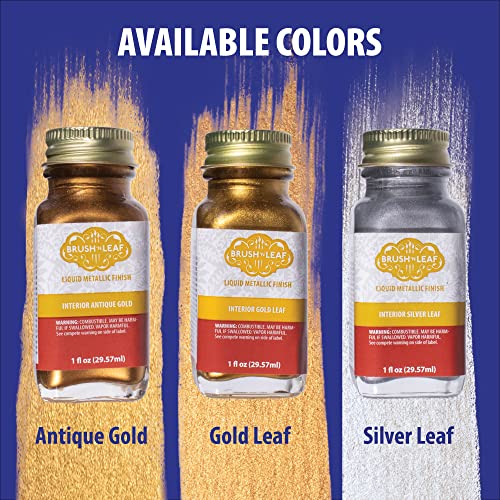 AMACO Brush N Leaf - Antique Gold Leaf 1oz Bottle - Liquid Antique Gold Leaf Paint for Metal Wood Ceramic and More - Interior Liquid Leaf Paint for Objects and Furniture - Image 3