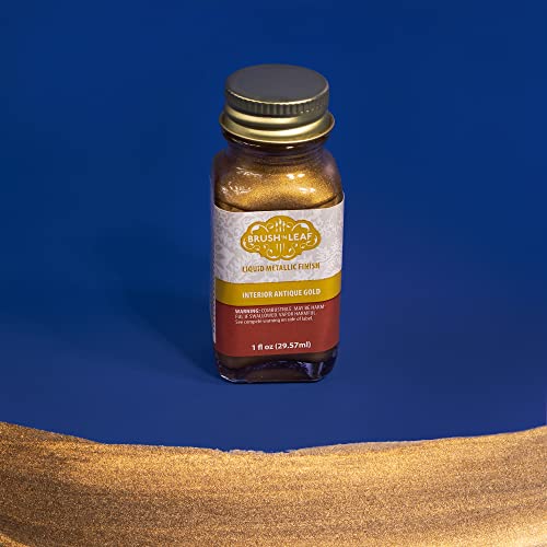 AMACO Brush N Leaf - Antique Gold Leaf 1oz Bottle - Liquid Antique Gold Leaf Paint for Metal Wood Ceramic and More - Interior Liquid Leaf Paint for Objects and Furniture - Image 2