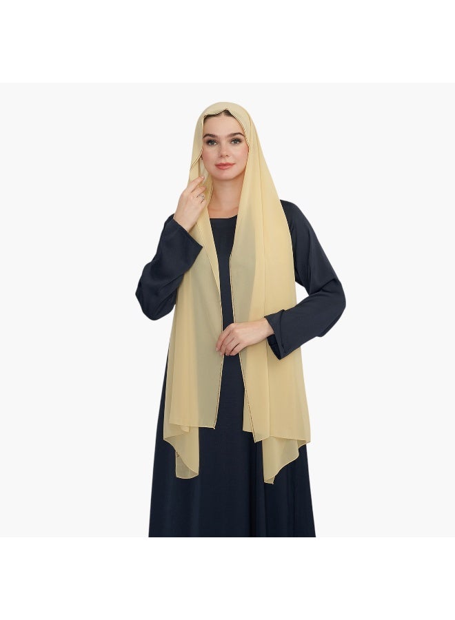 LIFESTYLE Stone Embellished Hijab in Beige for Women - Image 2