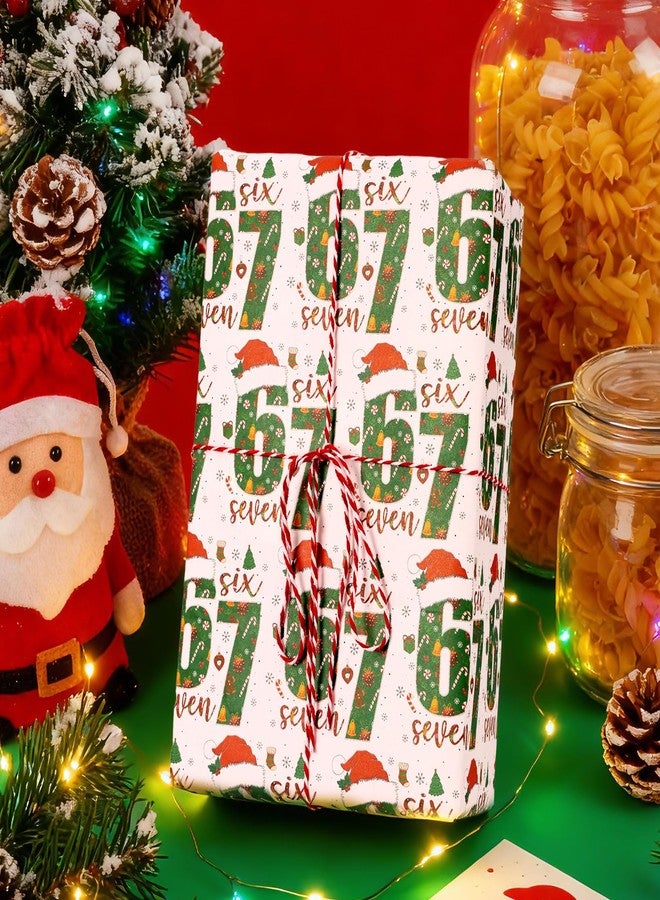 hepanio 2Pcs 67 Christmas Wrapping Paper,67 Meme Christmas Gift Wrap,2026 Funny Holiday Gift Wrap,Unique 67 Xmas Festive Wrapping Papers Roll 67 Meme Xmas Giftwrap Paper Rolls (White* 4*hemp rope - Image 2