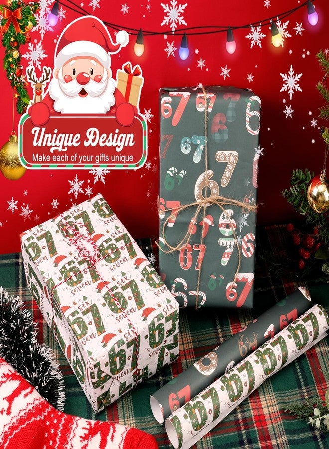 hepanio 2Pcs 67 Christmas Wrapping Paper,67 Meme Christmas Gift Wrap,2026 Funny Holiday Gift Wrap,Unique 67 Xmas Festive Wrapping Papers Roll 67 Meme Xmas Giftwrap Paper Rolls (White* 4*hemp rope - Image 4