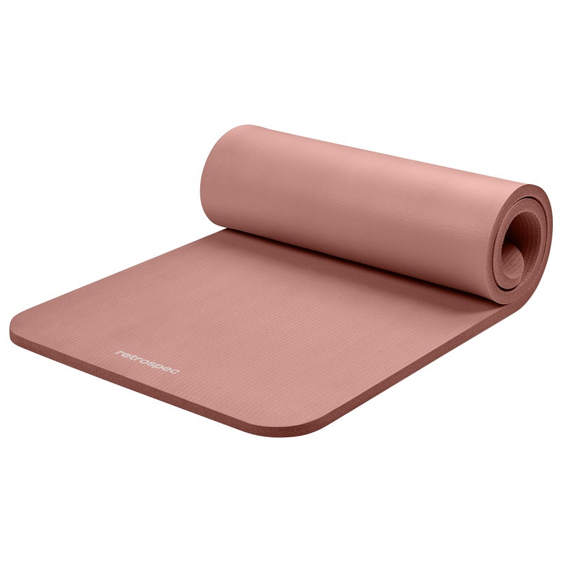 Retrospec Solana Yoga Mat 1" Thick w/Nylon Strap for Men & Women - Non Slip Exercise Mat for Home Yoga, Pilates, Stretching, Floor & Fitness Workouts - Rose - Image 1