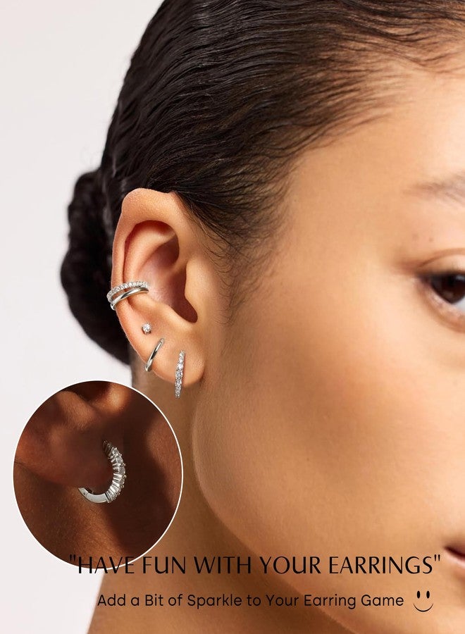 Staligue 7 Pairs Gold Earrings Set for Women Trendy,Hypoallergenic Surgical Steel Flat Back Cartilage Earring Sets for Multiple Piercing,Lightweight Small Silver Gold Ear Cuff Huggie Hoop Stud Earrings Stacks - Image 4