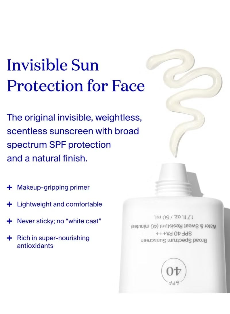 Supergoop! Unseen Sunscreen SPF 40, 1.7 oz - Oil-Free, Weightless & Invisible Reef-Safe, Broad Spectrum Face Sunscreen for All Skin Types - Scent-Free - Great Makeup Primer - Beard-Friendly - Image 3