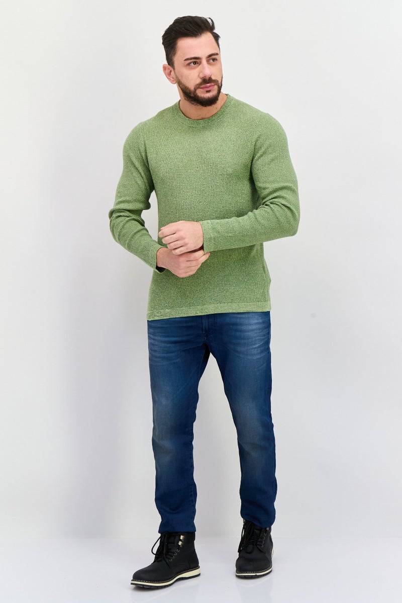 Selected Homme Men Crew Neck Long Sleeve Knitted Sweater, Green - Image 4