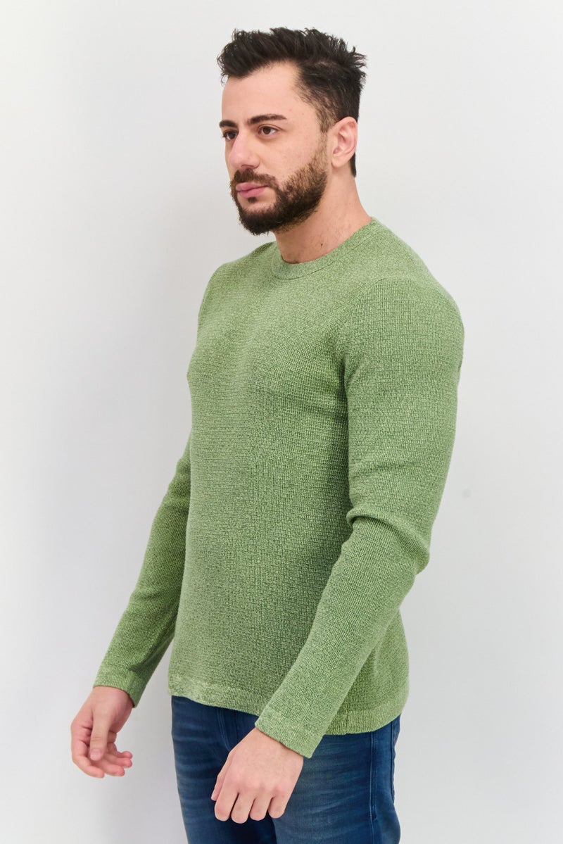 Selected Homme Men Crew Neck Long Sleeve Knitted Sweater, Green - Image 2