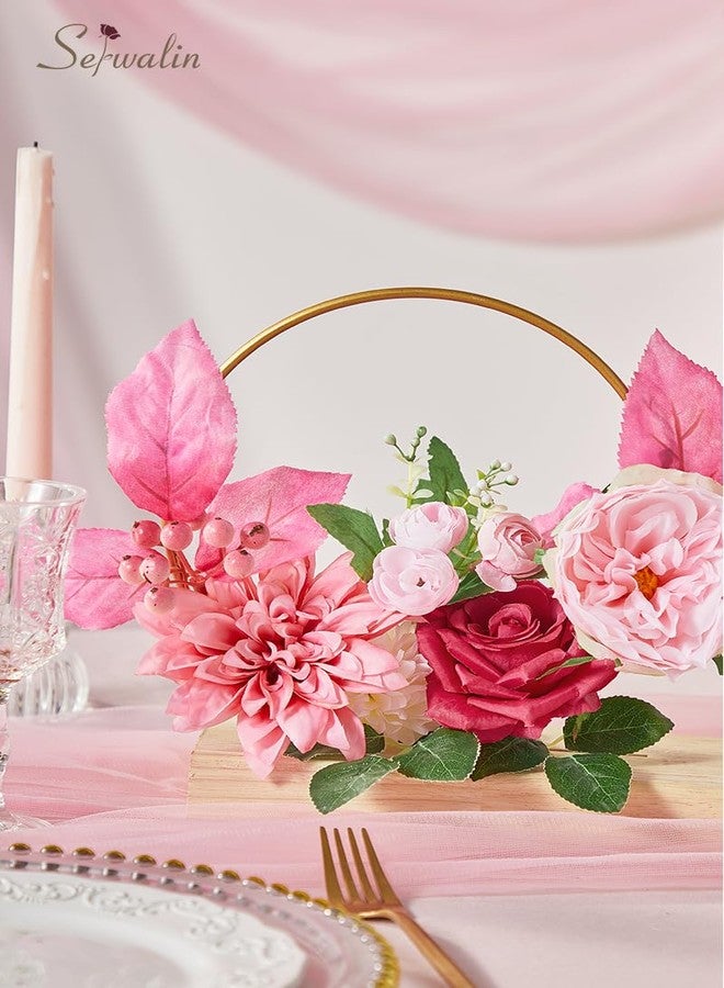 Serwalin Artificial Hot Pink Silk Flowers for Home Decor - DIY & Wedding Flowers - Table Centerpieces & Cake Decorations - Image 5