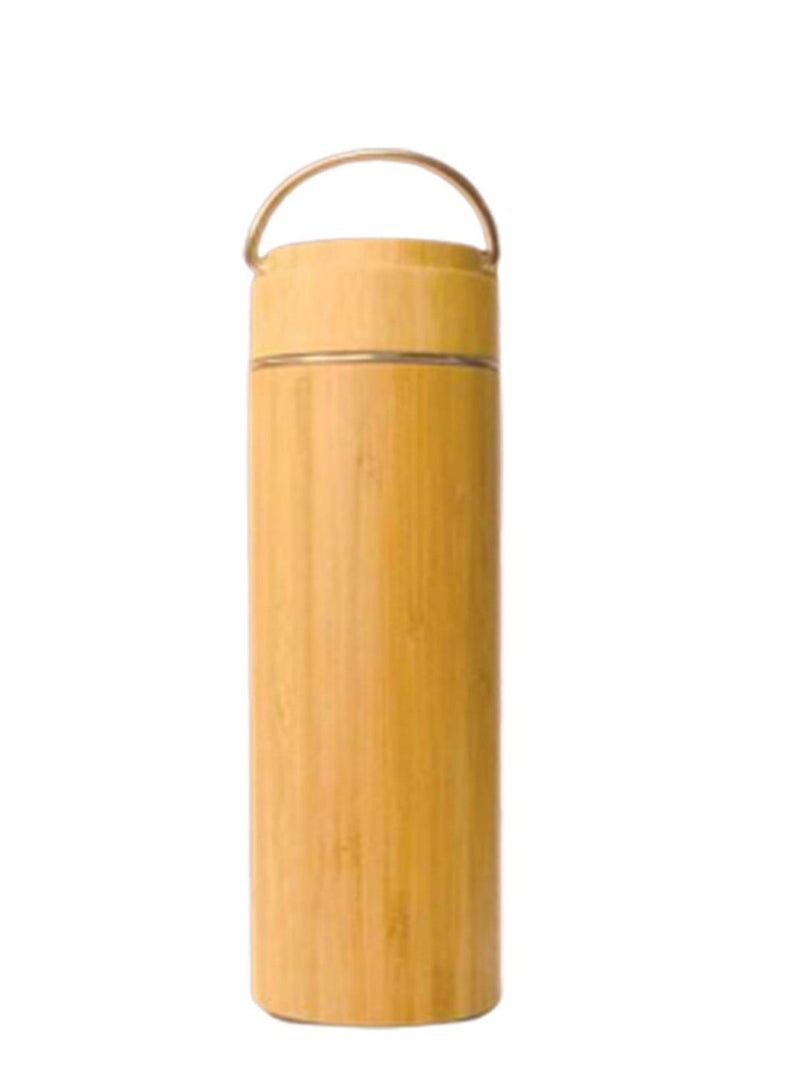 Eco-friendly Bamboo stainless steel drinkware super premium flask with portable handles a mix of steel and bamboo 304-grade steel used inside with natural bamboo outside . - Image 1