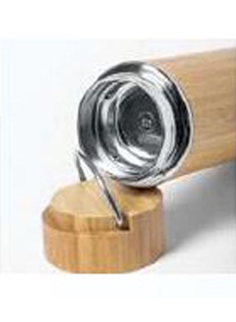 Eco-friendly Bamboo stainless steel drinkware super premium flask with portable handles a mix of steel and bamboo 304-grade steel used inside with natural bamboo outside . - Image 5