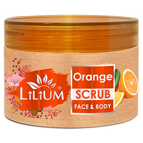 Lilium Deep Exfoliating Face & Body Orange Scrub, 250g, To Exfoliate Dead Skin Cells and Feel Feel Fresh Smoothness - Image 1