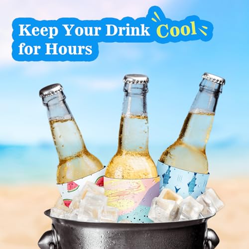 HooAMI 12 Pack Summer Can Cooler Sleeve Insulated Neoprene Can Coolers in Bulk, Beach Pool Bottle Can Drink Holder Party Decorations, Men Women Birthday Bachelorette Party Favor Gifts - Image 5