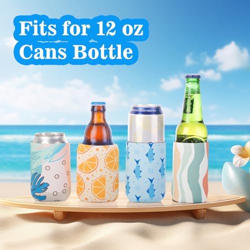 HooAMI 12 Pack Summer Can Cooler Sleeve Insulated Neoprene Can Coolers in Bulk, Beach Pool Bottle Can Drink Holder Party Decorations, Men Women Birthday Bachelorette Party Favor Gifts - Image 3