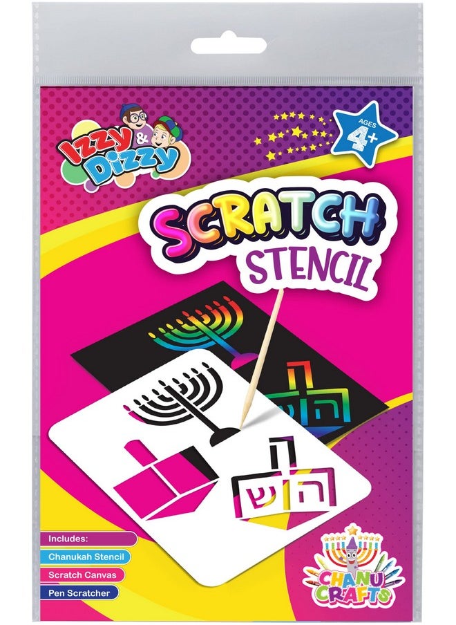 Izzy 'n' Dizzy Izzy 'n' Dizzy Hanukkah Scratch Stencil Art Kit - 8" x 6" - Includes Sctatch Stick - Chanukah Arts and Crafts - Gifts and Games  - Image 5
