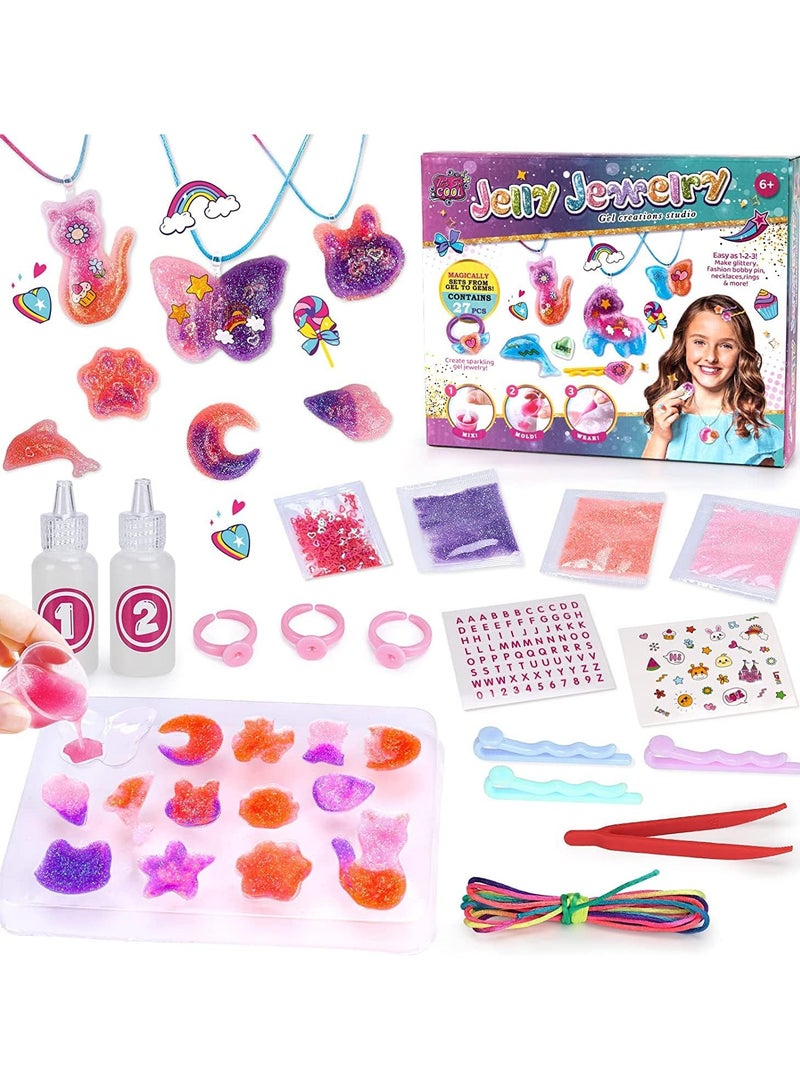 UKR Kids Jelly Jewelry Making Kit for Girls – DIY Art Gel Bracelet & Necklace Set with Unicorn Gems | Creative Craft Gift for Ages 6-12 | Fun Personalized Jewelry Craft Set for Girls - Image 1