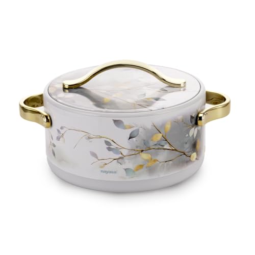 Nayasa Bethany Insulated Inner Steel Casserole Twin Set | 1500 ML | BPA Free | Food Grade |Use for Keeping Roti | Serving Dal, Chawal, Gravy | Hot Pot for Kitchen | Chapati Box| White - Image 2