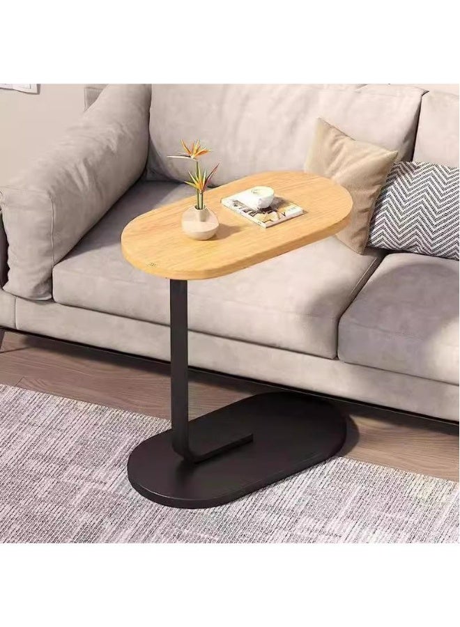 طاولة جانبية على شكل حرف C، طاولة صغيرة، طاولة قهوة، طاولة نهاية، طاولة تحت الأريكة، طاولة غرفة معيشة، حامل وجبات خفيفة ولابتوب، إطار معدني مستقر، مناسبة لغرفة النوم أو المكتب، طاولة جانبية للأريكة، سهل التجميع - Image 1