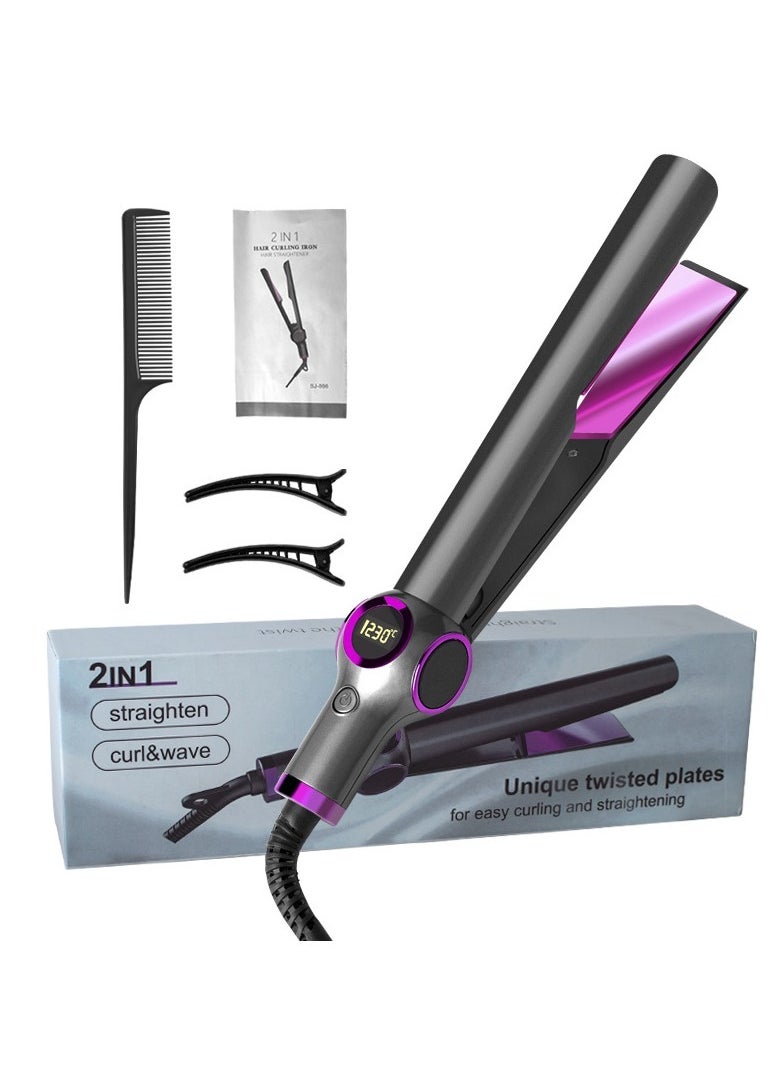 Clamp LCD Display Straightening Curling Iron