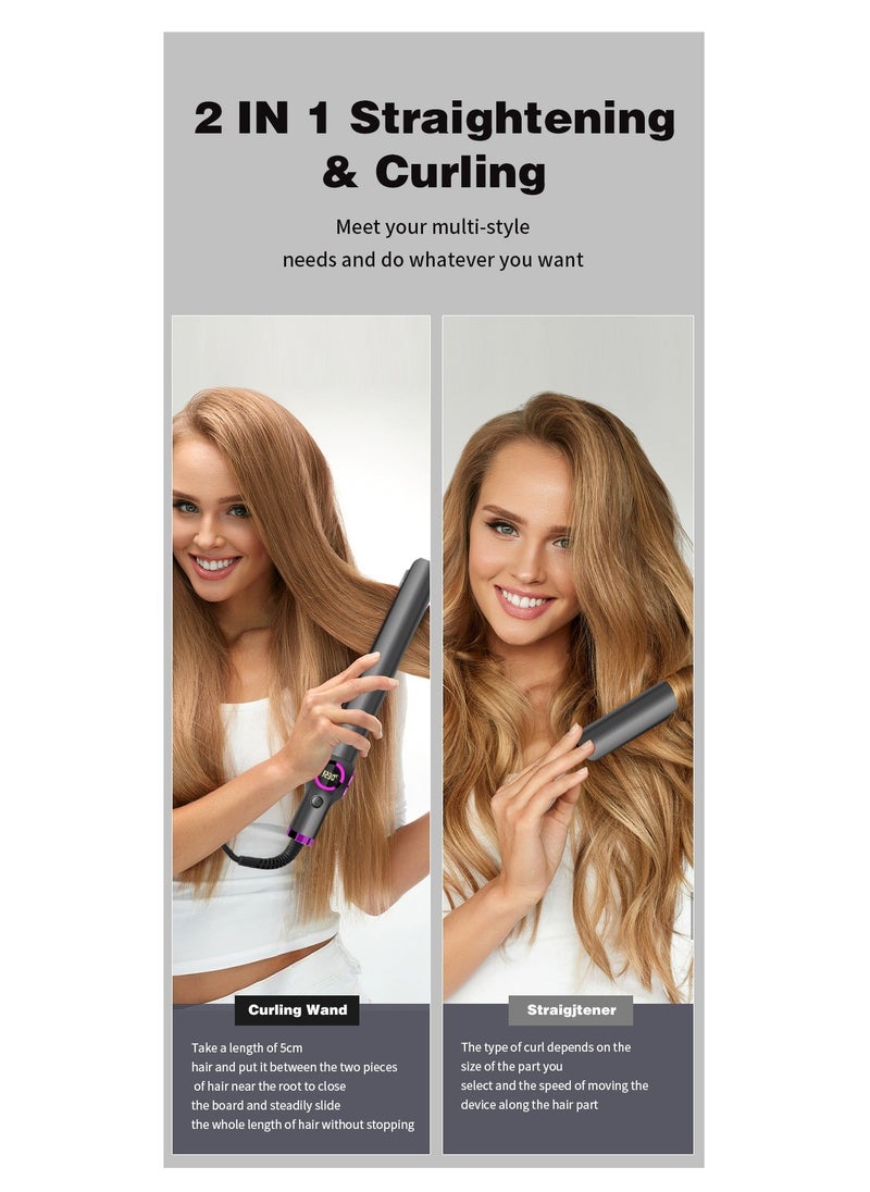 Clamp LCD Display Straightening Curling Iron