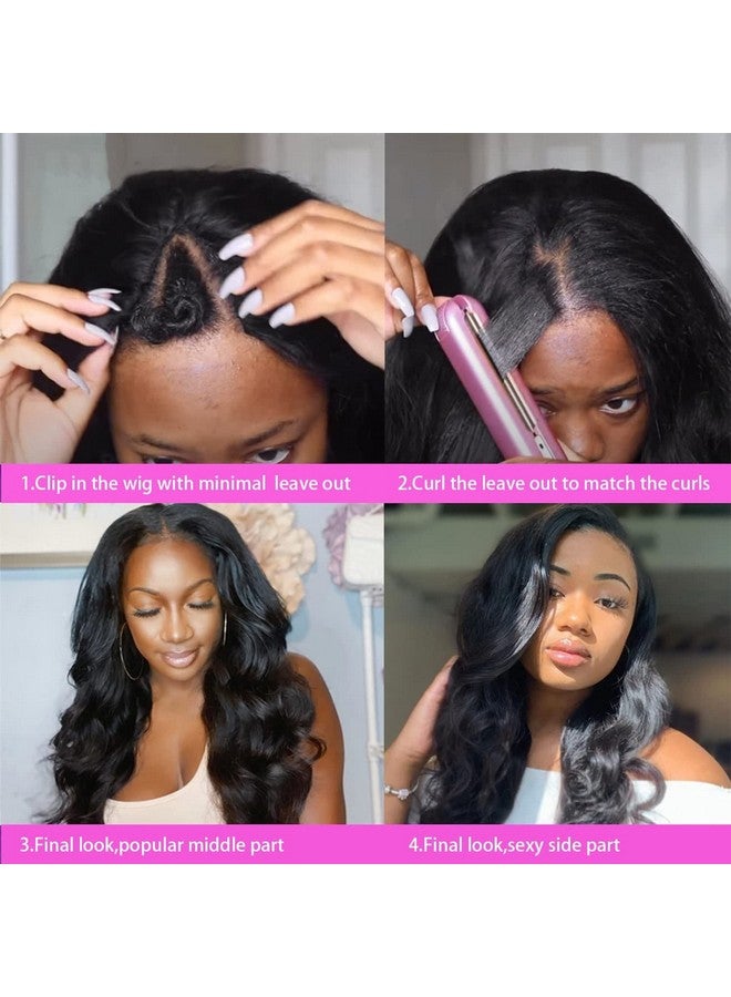 SCENTW V Part Wig Body Wave Synthetic Wigs For Women 24Inch Black Hair V Part Wigs Upgrade U Part Wigs Glueless Full Head Clip In Half Wigs For Black Women V Shape Wigs No Leave Out Thin Part Wig - Image 5