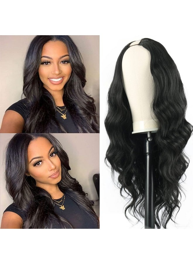 SCENTW V Part Wig Body Wave Synthetic Wigs For Women 24Inch Black Hair V Part Wigs Upgrade U Part Wigs Glueless Full Head Clip In Half Wigs For Black Women V Shape Wigs No Leave Out Thin Part Wig - Image 3