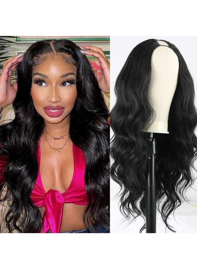 SCENTW V Part Wig Body Wave Synthetic Wigs For Women 24Inch Black Hair V Part Wigs Upgrade U Part Wigs Glueless Full Head Clip In Half Wigs For Black Women V Shape Wigs No Leave Out Thin Part Wig - Image 2