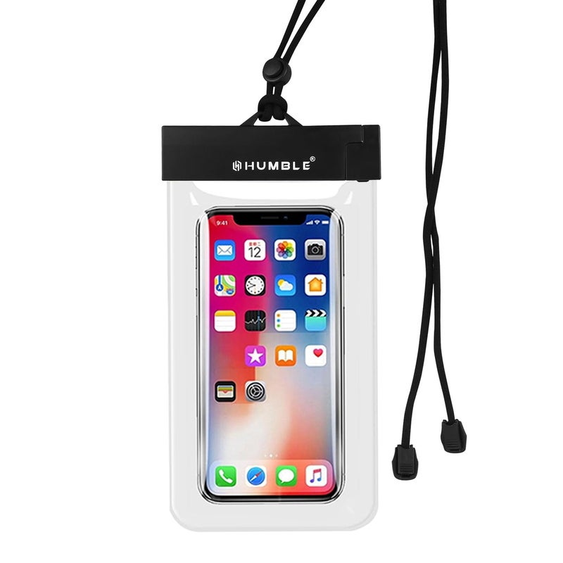 HUMBLE PVC Universal Waterproof Phone Case,IPX8-Rated,Fits Smartphones Up to 7.2" Ideal for Beach,Swimming & Boating,with Adjustable Lanyard for Underwater Photography & Video Recording Transparent - Image 1