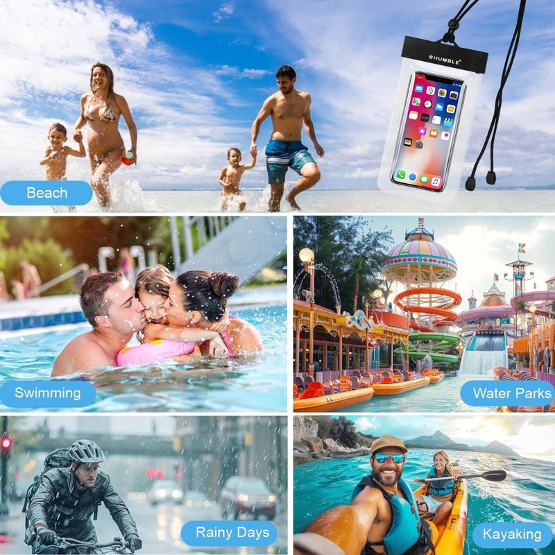 HUMBLE PVC Universal Waterproof Phone Case,IPX8-Rated,Fits Smartphones Up to 7.2" Ideal for Beach,Swimming & Boating,with Adjustable Lanyard for Underwater Photography & Video Recording Transparent - Image 4